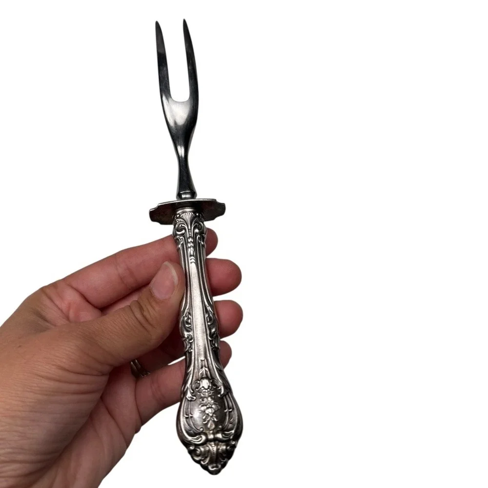 Vintage Stainless Steel Serving Fork Ornate Handle Table‎ Decor A72Q